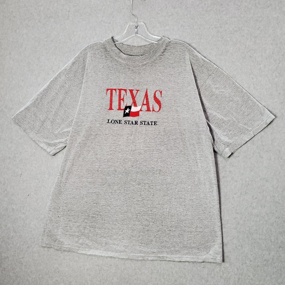 VINTAGE Texas Lone Star State Men Shirt XL Gray Embroidered Heavy Weight READ
